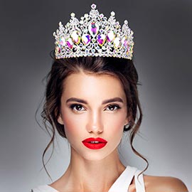 Crystal Glass Teardrop Cluster Marquise Tiara