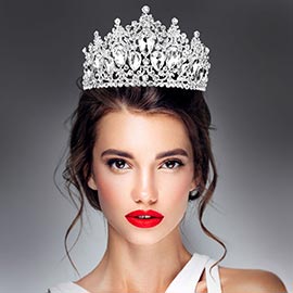 Crystal Glass Teardrop Cluster Marquise Tiara
