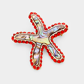 Stone Trim Abalone Starfish Pin Brooch