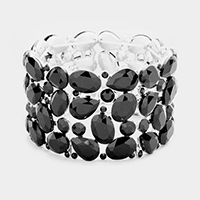Marquise Crystal Oval Teardrop Cluster Stretch Bracelet