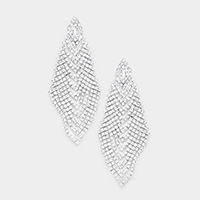 Chevron Crystal Rhinestone Pave Evening Earrings