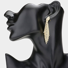 Crystal Rhinestone Pave Fringe Evening Earrings