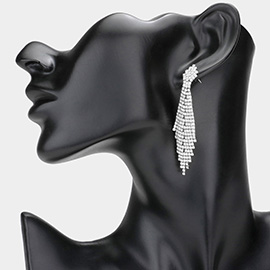 Crystal Rhinestone Pave Fringe Evening Earrings