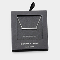 Secret Box _ White Gold Dipped Metal Bar Necklace