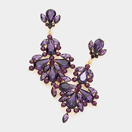 Glass Crystal Statement Dangle Evening Earrings