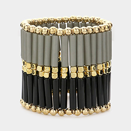 Metal Ball Resin Bar Stretch Bracelet