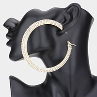 Crystal Rhinestone 3.25 Inch Hoop Earrings