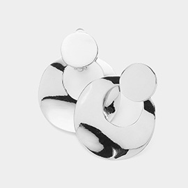 Cut Out Round Metal Disc Clip on Earrings