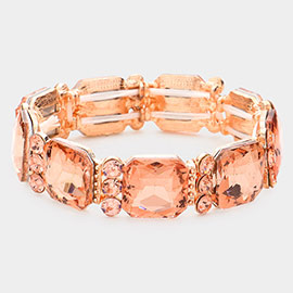 Emerald Cut Glass Crystal Stretch Evening Bracelet