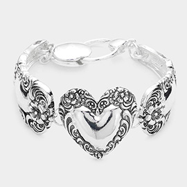Heart Centered Antique Metal Magnetic Bracelet