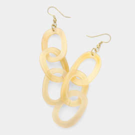 Triple Horn Oval Hoop Link Earrings