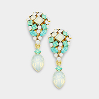 Multi Crystal Cluster Teardrop Dangle Evening Earrings