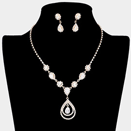 CZ Stone Teardrop Pendant Pointed Rhinestone Necklace