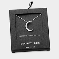 Secret Box _ Sterling Silver Dipped CZ Crescent Pendant Necklace