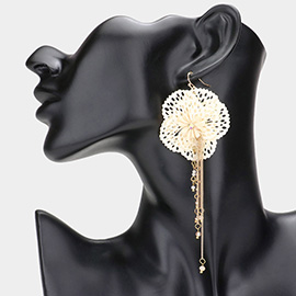 Cut Out Bloom Flower Drop Chain Dangle Earrings