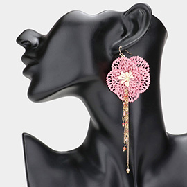 Cut Out Bloom Flower Drop Chain Dangle Earrings