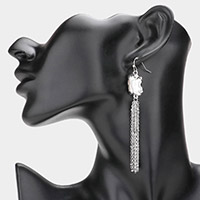 Pearl Drop Chain Tassel Earrings