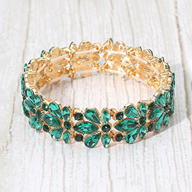 Floral Crystal Stretch Evening Bracelet
