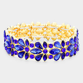 Floral Crystal Stretch Evening Bracelet