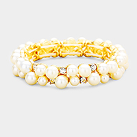 Stone Pearl Cluster Stretch Evening Bracelet