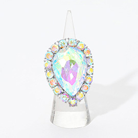 Crystal Rhinestone Teardrop Stretch Cocktail Ring