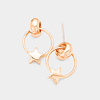 Gold Dipped Star Metal Hoop Dangle Earrings