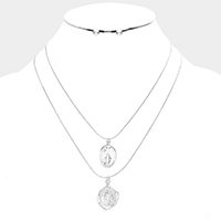 Layered Saint Mary Pendants Bib Necklace