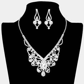 Rhinestone Pave Crystal Teardrop Detail Necklace