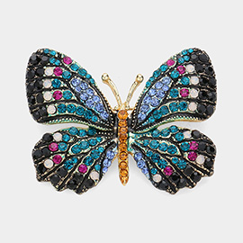 Rhinestone Pave Butterfly Pin Brooch