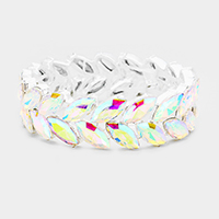 Marquise Crystal Oval Leaf Evening Stretch Bracelet