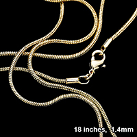 18 INCH, 1.4mm-Gold Plated Snake Chain Necklace