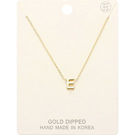 -E- Gold Dipped Metal Pendant Necklace