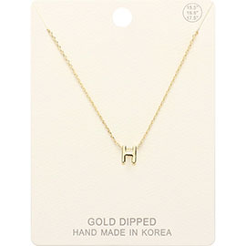 -H- Gold Dipped Metal Pendant Necklace