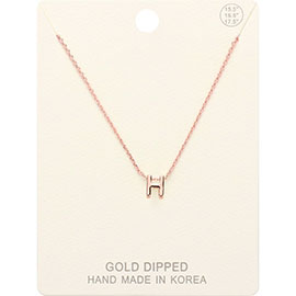 -H- Gold Dipped Metal Pendant Necklace