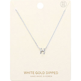 -H- White Gold Dipped Metal Pendant Necklace