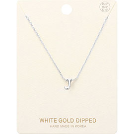 -J- White Gold Dipped Metal Pendant Necklace