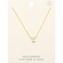 -L- Gold Dipped Metal Pendant Necklace
