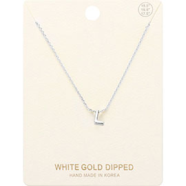 -L- White Gold Dipped Metal Pendant Necklace