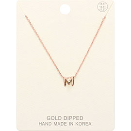 -M- Gold Dipped Metal Pendant Necklace