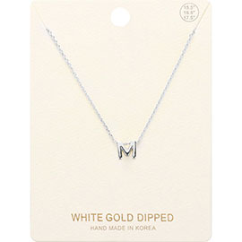 -M- White Gold Dipped Metal Pendant Necklace