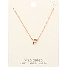 -P- Gold Dipped Metal Pendant Necklace