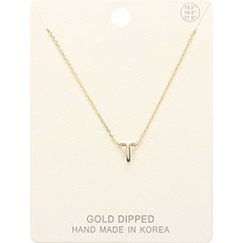 -T- Gold Dipped Metal Pendant Necklace