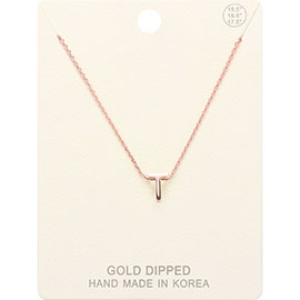 -T- Gold Dipped Metal Pendant Necklace