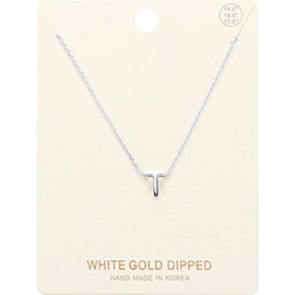 -T- White Gold Dipped Metal Pendant Necklace