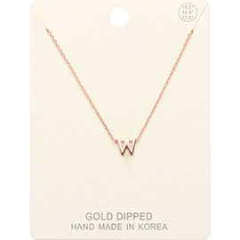 -W- Gold Dipped Metal Pendant Necklace