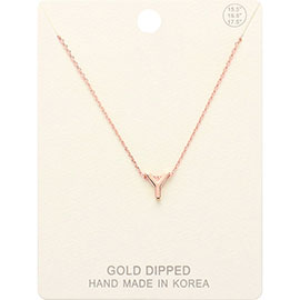 -Y- Gold Dipped Metal Pendant Necklace