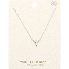 -Y- White Gold Dipped Metal Pendant Necklace