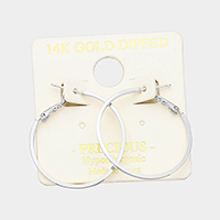 14K White Gold Dipped 1.2 Inch Metal Hypoallergenic Hoop Earrings