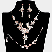 Stone Accented Metal Mesh Petal Jewelry Set
