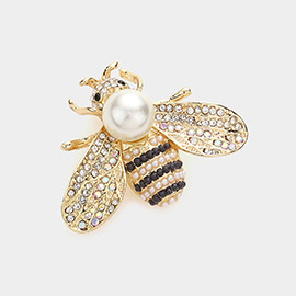 Pearl Detail Honey Bee Pin Brooch